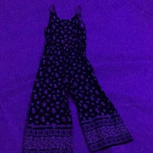 Child flower black and white jumpsuit